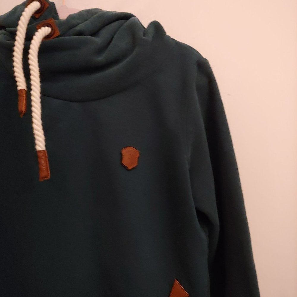 Naketano Brave New World Thick Teal Coastal Cowl Neck Pullover Hoodie Medium - Picture 3 of 14